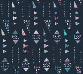 Seamless vector pattern. geometrical background with hand drawn decorative tribal elements. Print with ethnic, folk, traditional motifs. Graphic geometric illustration for wrapping, wallpaper, fabric