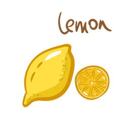 Lemons hand drawing on a white background. Vector drawing of fruits. Colored lemons.icon, illustration for menu, poster. Isolated on white background. drawn sign. Good for logo leaflets, cards, poster