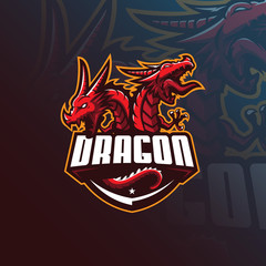 dragon vector mascot logo design with modern illustration concept style for badge, emblem and tshirt printing. angry dragon illustration for sport and esport team. © Ahmadbrutalism666