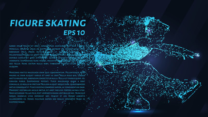Figure skating of particles on a dark background. Figure skating of circles and dots.