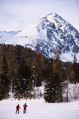 Cross country skiing  in High Tatras mountains