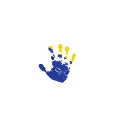 Bosnia and Herzegovina flag and hand on white background. Vector illustration