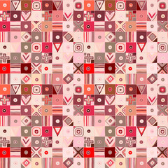 Seamless vector pattern. Textured geometrical drawn background with figures, squares, circle, dots lines, rectangles. Print for background, wallpaper, packaging wrapping fabric Graphic abstract design