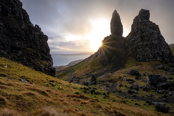 Fototapeta na wymiar The Landscape Around the Old Man of Storr and the Storr Cliffs, Isle of Skye, Scotland, United Kingdom