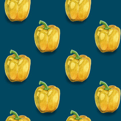 Seamless watercolor pattern with bell peppers