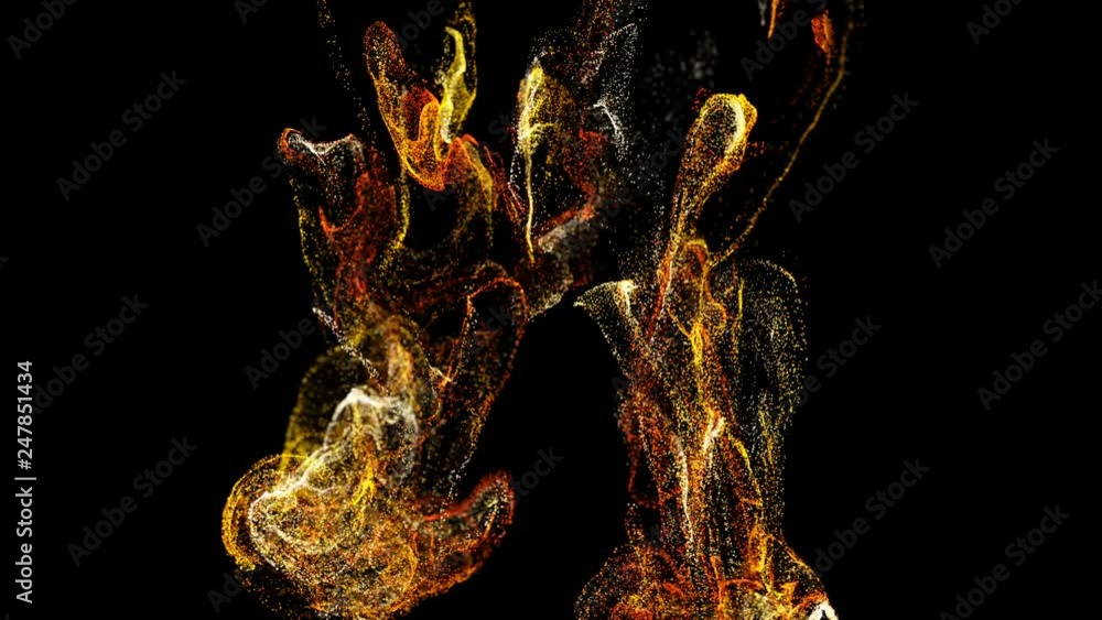 Aufkleber 3d ink effect advection in 4k. glitter in stream of invisible ink in water. 3d render with depth of 