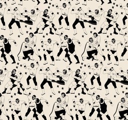 Lucha Libre Seamless Pattern.Luchadores Heroes. Vector Illustration.