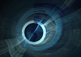  blue eye in fractal form on black canvas