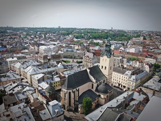 Panorama miasta Lwów z wieży ratusza
