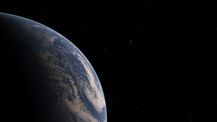 Plakat Exoplanet 3D illustrationPlanet Earth blue against the background of the galaxy and the black starry sky (Elements of this image furnished by NASA)