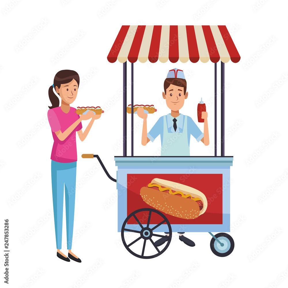 Canvas Prints hot dog cart cartoon