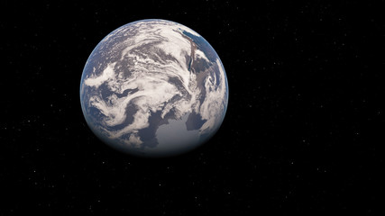 Fototapeta premium Exoplanet 3D illustrationPlanet Earth blue against the background of the galaxy and the black starry sky (Elements of this image furnished by NASA)