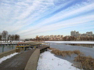 Fototapeta na wymiar Waterfront City winter scenery