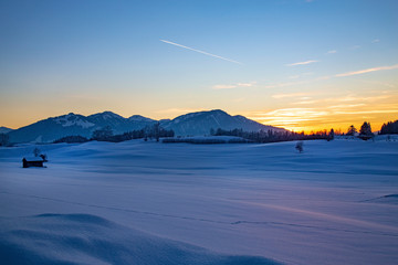 Allgäu - Winter - Panorama - Abendrot - Sonnenuntergang
