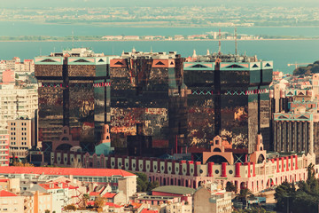 Panoramic view over Lisbon, Portugal,Amoreiras, tagus river