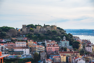 view of Saint Jorge castle in Lisbon