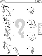 match halves of donkeys coloring book