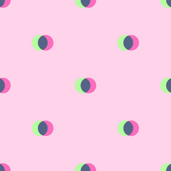 Seamless geometric pattern vector background vintage retro design colorful art with circle round ellipse shapes pink brown blue yellow