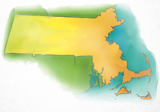 Massachusetts USA Watercolor Map
