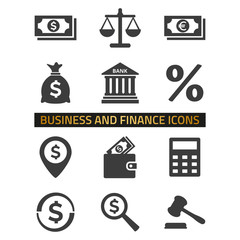 Finance icons set on white background.