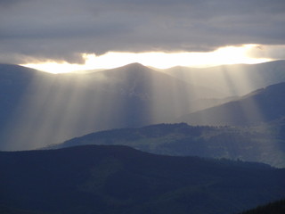 Sunset in the Carpathians mountains