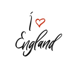 I love England handwriting calligraphy, isolated on white background. 