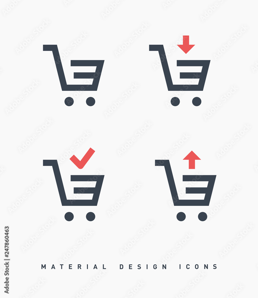 Poster shopping cart line vector minimalistic icon
