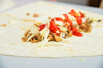 Cooking Turkish shawarma at home.