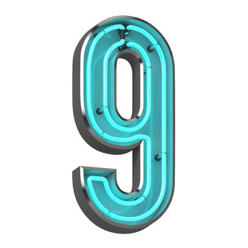 3d rendered neon number