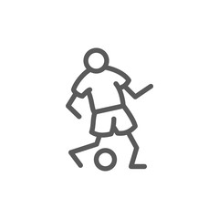 Soccer player passes ball line icon.