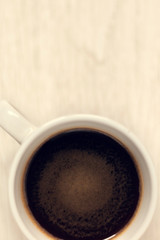 Top view of cup of instant coffee