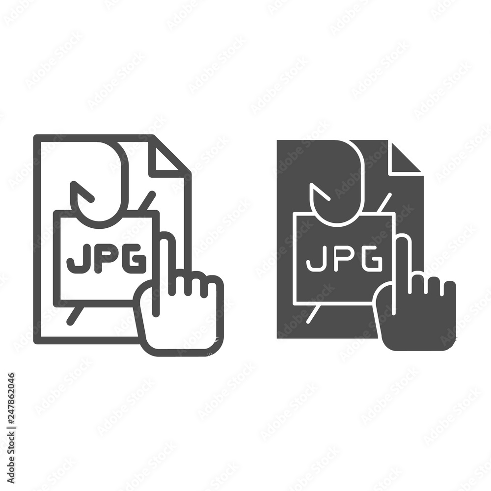 Poster phishing personal information line and glyph icon. phishing by spoofing image content vector illustr