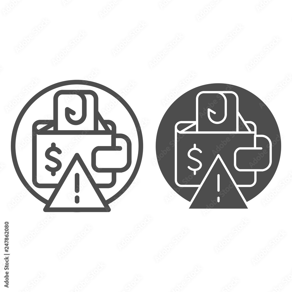 Poster phishing money line and glyph icon. wallet with hook vector illustration isolated on white. money ha