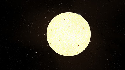 Exoplanet 3D illustrationsun bright photosphere yellow star sunspots fire (Elements of this image furnished by NASA)