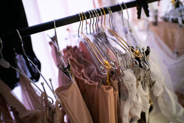 many hangers in the store or wardrobe
