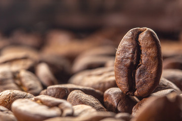 Coffee beans on the table background blurred abstract blurred