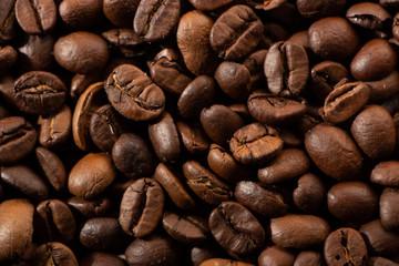 Coffee beans on the table background blurred abstract blurred
