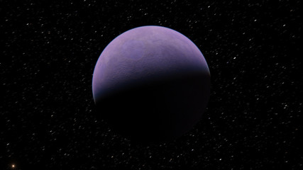 Exoplanet 3D illustration planet lilac on a background of black sky (Elements of this image furnished by NASA)