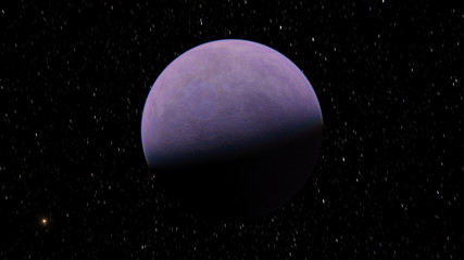 Exoplanet 3D illustration planet lilac on a background of black sky (Elements of this image furnished by NASA)