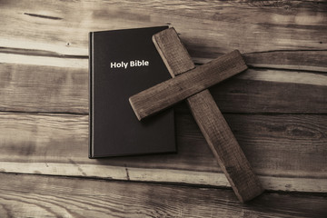 Holy Bible with cross