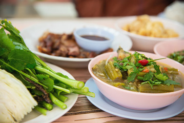 Traditional local Northern Thai style food meal - local Thai food concept