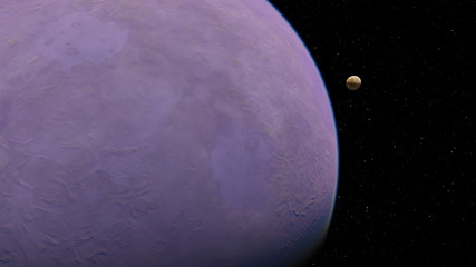 Exoplanet 3D illustration planet lilac on a background of black sky (Elements of this image furnished by NASA)