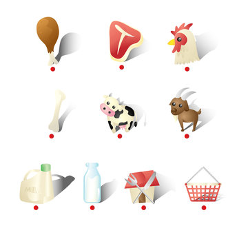 Dairy Farms Icons Illustration