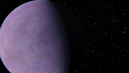 Exoplanet 3D illustration planet lilac on a background of black sky (Elements of this image furnished by NASA)