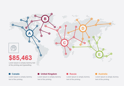 World Map Networking Concept Infographic Layout