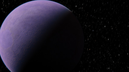 Exoplanet 3D illustration planet lilac on a background of black sky (Elements of this image furnished by NASA)