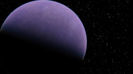 Exoplanet 3D illustration planet lilac on a background of black sky (Elements of this image furnished by NASA)