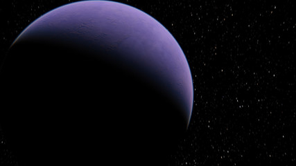 Obraz na płótnie Canvas Exoplanet 3D illustration planet lilac on a background of black sky (Elements of this image furnished by NASA)