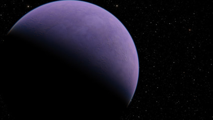 Exoplanet 3D illustration planet lilac on a background of black sky (Elements of this image furnished by NASA)