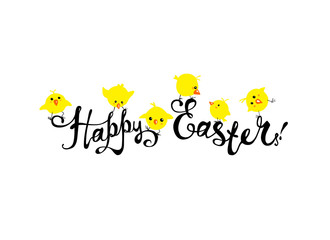 Happy Easter card with cute chicks